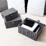 Homepeaz Set of 3 Woven Storage Basket Bin Wicker Hamper Stackable Box